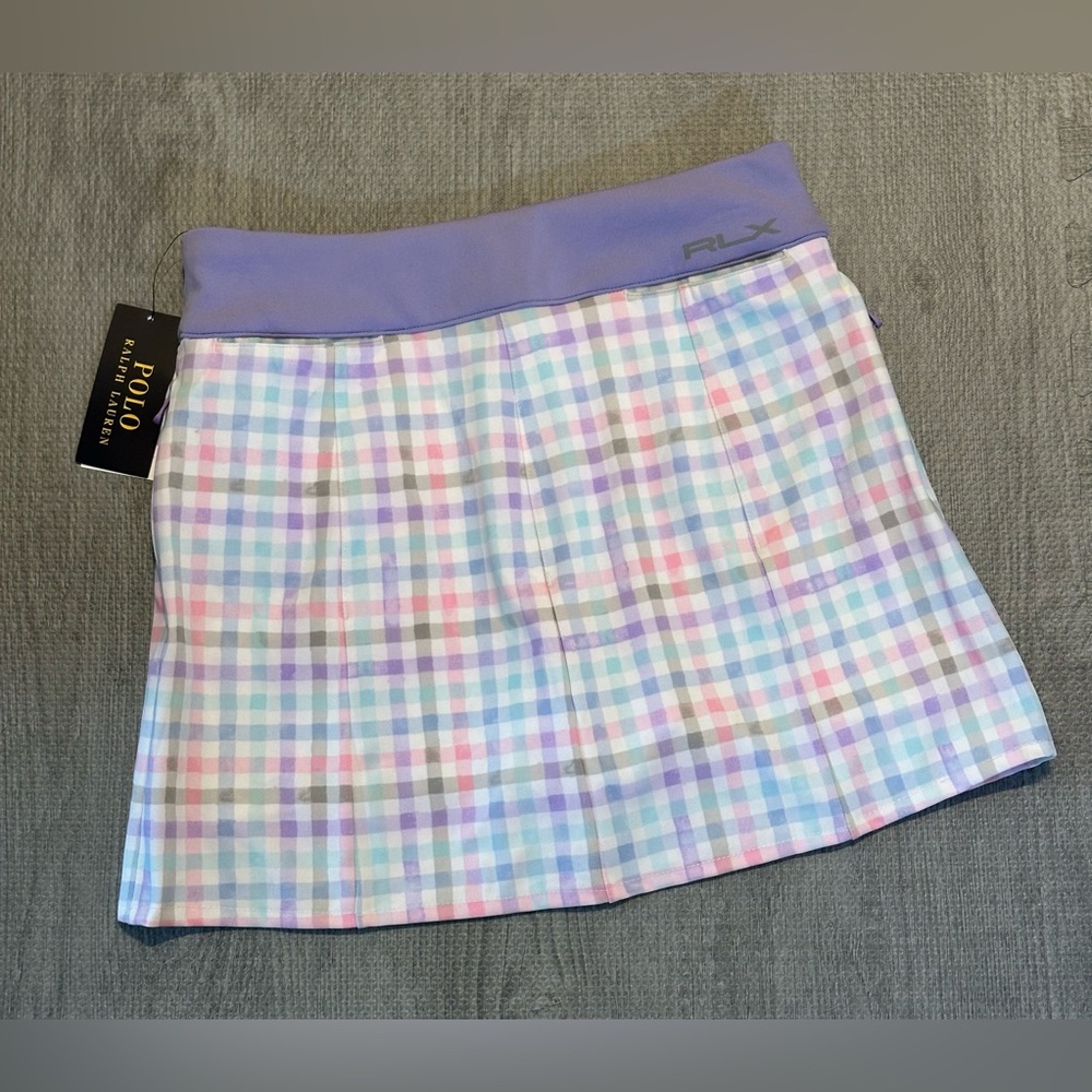 Polo by Ralph Lauren Blue and Pink Pleated Skater Mini Skirt